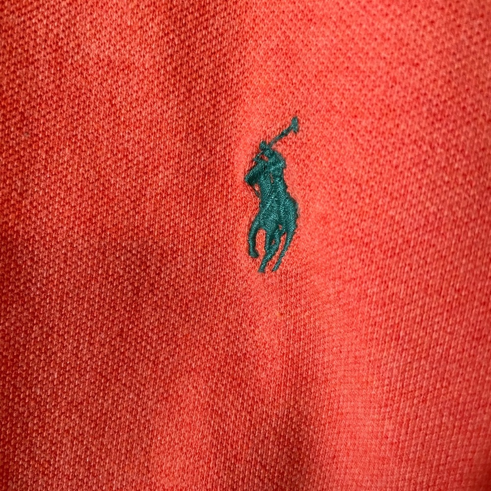 Polo by Ralph Lauren Men’s mesh polo shirt in orange color with green logo 2XLT - Picture 3 of 3